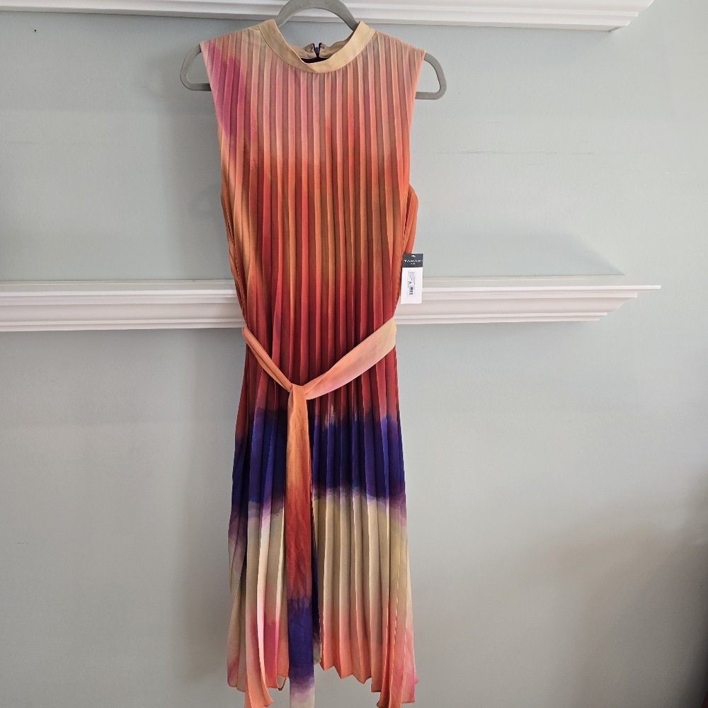 Tahari ASL Multicolor Pleated Trapeze Dress NWT Size 10 - Picture 3 of 8